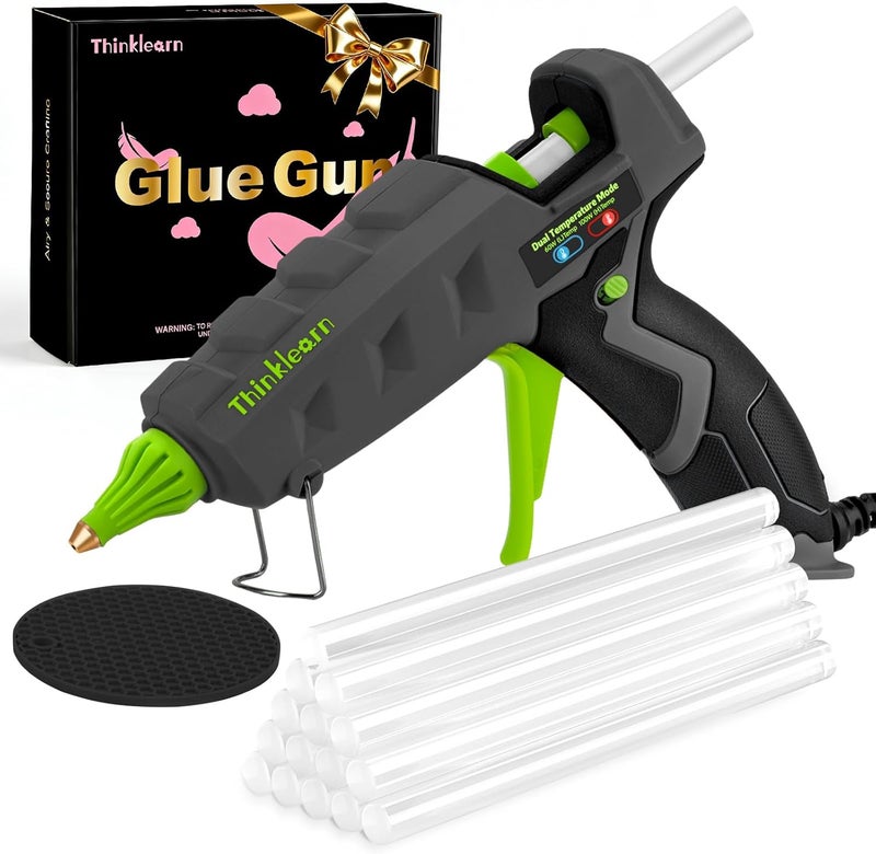 ThinkLearn 60/100W Dual Power Hot Glue Gun Kit with 15 Glue Sticks (7/16"), Heavy Duty Large Glue Gun for Crafts, DIY, Home Repairs - Gray - Image 1